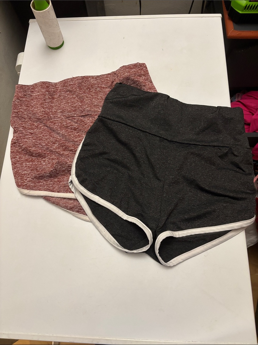 SHEIN Black Athletic Shorts with White Trim & Maroon Heathered Lounge Shorts